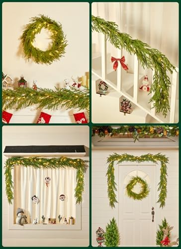 Christmas Garland with Lights, 6Ft Prelit Garland, Battery Operated, 2 Pack - Image 7