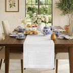 Classic Linen™ by D'Moksha, White Table Runner 90 Inches Long, 100% Pure Linen, 14 x 90 Inch Table Runner for Dresser, Dining- Fall, Weddings, Outdoor Hosting by DMokshaHomes