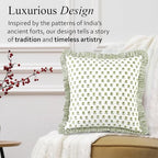 CPC Lotus Meadow Hand Block Print 100% Cotton Ruffle Throw Pillow Cover 20x20 inch with Hidden Zipper Decorative for Couch, Bed, Sofa, Farmhouse, Cottagecore Decor Gift Christmas Fall Thanksgiving - Image 7