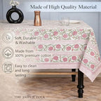 TJF Strawberry Red Hand Block Print Square Tablecloth 60 x 60 Inch - Image 2