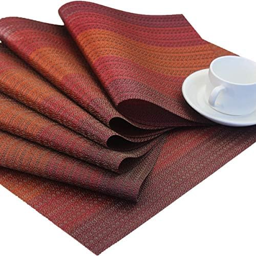 PIGCHCY Placemats Set of 12 Washable Durable Place Mats Vinyl Heat Resistant Non-Slip Table Mats Indoor Outdoor (Scarlet Red) - Image 4