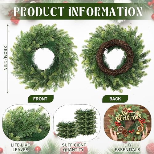Zeyune 4 Pcs 14" Christmas DIY Green Wreath Artificial Wreath, Novel Style - Image 2