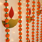 Desi Favors 6 Ft Orange Marigold Garlands | Artificial Flower Garlands | Hosuewarming Indian Wedding Decoration, Plastic Bulk Floral Garlands Wall Decor, Backdrop, Diwali Decor | (Pack of 5) - Image 2