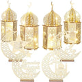 8 Pcs Eid al Adha Decorations Ramadan Tabletop Ornaments 3D LED Eid al Adha Lanterns Ramadan Mubarak Handmade Wooden Moon Star Lights Decorations for Home Party Supplies(Elegant Style) by Anglechic
