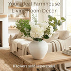 Large White Vase for Centerpieces - 11" Wide Textured Stone Look - Image 2