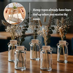Glass Flower Vases for Centerpieces, 12Pcs Vintage Small Clear Bud Vase for Flowers Mini Crystal Decorative Bottle with Hemp Rope Bows for Housewarming Wedding Birthday Tabletop Decoration - Image 3