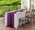 MDS Pack of 5 | Eggplant | 10ft Chiffon Table Runner 29x120 Inches Long Romantic Rustic Sheer Gauze Runner for Wedding Bridal Shower Birthday Banquets Engagement Spring Easter Boho Decorations - Image 6