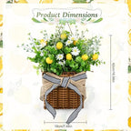 Lemon Hanger Basket Wreath for Front Door 15" Summer Basket Wreath Artificial Green Leaves with White Daisy Wreaths Baskets for Indoor Farmhouse Porch Entryway Wall Garden Home Decor - Image 2