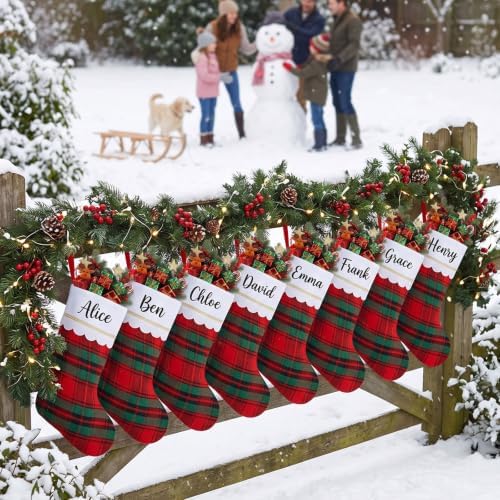 Tatuo 12 Pack Christmas Burlap Stockings Hanging,Red Green - Image 4