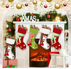 Newcotte 6 Pack 20 Inch Large Christmas Stocking Elf Xmas Hanging Stockings Red Green White Christmas Decorations for Holiday Fireplace Tree Decoration Gift Present - Image 5