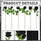 Lyrow 60 Pack Black Artificial Flower Hanging Ornaments Rose Floating Garland Gothic Halloween Moody Dark Wedding Victorian Goth Black Aesthetic Ceiling Garland Home Table Decor DIY Bouquet Craft - Image 3