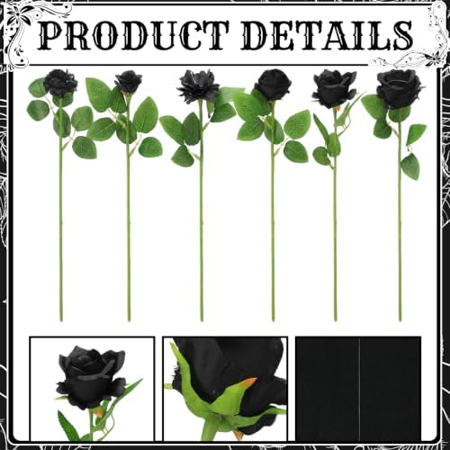 Lyrow 60 Pack Black Artificial Flower Hanging Ornaments Rose Floating Garland Gothic Halloween Moody Dark Wedding Victorian Goth Black Aesthetic Ceiling Garland Home Table Decor DIY Bouquet Craft - Image 3