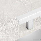 Modern Elegant 17.5"x12" White Rectangle Shagreen Faux Leather Decorative Tray Ottoman Coffee Table Perfume Living Room Kitchen Serving Tray with Silver Metal Handles for All Occasion's - Image 6