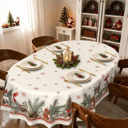 Oval Christmas Tablecloth 60x120 Inch, Cardinal Birds Christmas Table Cloth, Polyester Waterproof Wrinkle Resistant Xmas Table Cover for Holidays Kitchen Dinning Table Home Decor by Unknown
