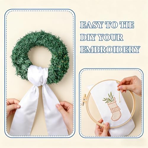 Dream Loom Wreath Sash for Front Door, 12pcs White Wreath Sash Garland Ribbon Accessories for Xmas Party Yard Doorway Indoor Outdoor Wall Wedding Decor - Image 4