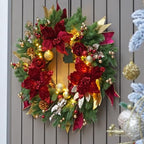 Christmas Wreaths for Front Door, Soomeir 24 Inch Outdoor Christmas Wreath with Lights, Large Prelit Wreath for Holiday Winter Window Outdoor Indoor Xmas - Image 5
