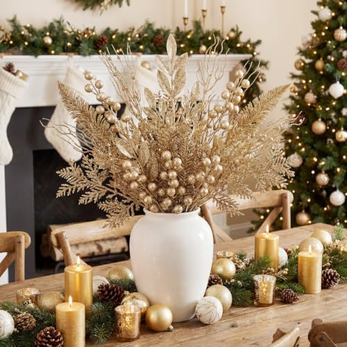 66 Pcs Champagne Christmas Glitter Picks and Sprays - Image 6