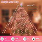 Smart Christmas Tree Lights with Star Topper, 394LED APP Control Music Sync Color Changing RGB Christmas String Lights, Cascading Twinkle Lights for Indoor Outdoor Xmas Tree Decorations - Image 2