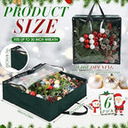 6 Pcs Christmas Wreath Storage Container 26 x 26 x 8.7 Inch Bags, Green - Image 2