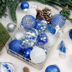 34PCS Blue/White Christmas Ball Ornaments Set for Tree Decorations - Image 3
