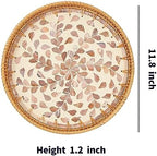 Kmelep Round Rattan Tray with Mother of Pearl Inlay, Rattan Serving Tray with Wooden Base, Decorative Wicker Basket for Table Decor, Storage and Display of Coffee Bread Food Fruit (Wicker) - Image 6