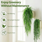 Daifunli 12 Pcs Artificial Hanging Plants Fake Hanging Ferns Plastic Fake Plant for Wall Room Garden Garland Indoor Outdoor Decor No Basket (Boston Ferns,String of Pearls) - Image 2