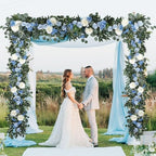 Lvydec 2 Pack Artificial Peony Flower Garland - 6ft Silk Peony Vine Willow Leaves and Eucalyptus Garland White Arch Flower Vine for Wedding Party Table Decoration (Blue) - Image 4
