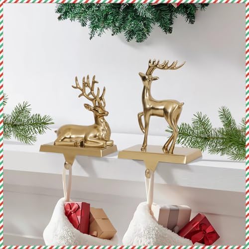 Christmas Stocking Holders for Mantle 2 Reindeer Stocking Hangers - Image 5