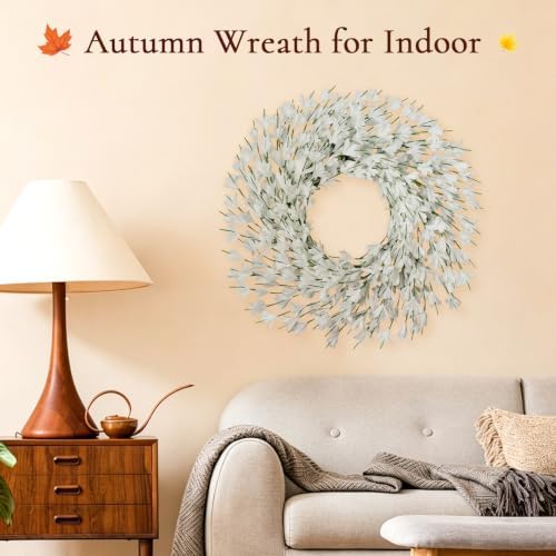26 Inch Fall Wreath for Front Door, Autumn Thanksgiving Decor (White) - Image 6