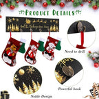 Soaoo Christmas Stocking Holder for Wall with 6 Hooks, Black, Gold - Image 3