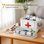 15QT Clear Medicine Organizer Box with Handle, Plastic Medicine Container with Tray First Aid Box Empty, Thickened Medicine Storage Organizer Multipurpose Medication Organizer Storage, White - Image 4