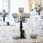 Crystal Tea Light Candle Holders Set - 14" L x 22.5" H Matte Black Metal & Sparkling Accents, Wedding & Party Centerpiece Decor(2, Black) - Image 6