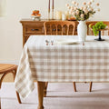 Gingham Tablecloth Rectangle, 60" x 120", Beige by Unknown
