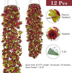 BLEUM CADE 12Pcs 16.4Ft Fake Flower Garland Artificial Rose Vines - Image 2