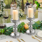 Hurricane Candle Holder, 13.5" Tall Candle Stand, Metal Pillar Holder - Image 5