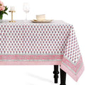 CPC Tablecloth 100% Cotton 72x140 Inch Indian Block Print Rectangle Table Cover, Pink Table Cloth for Weddings, Spring/Summer, Barbeque - Pink Sapphire by COTTONPRINTCLUB