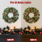 18’’ Artificial Christmas Wreath for Front Door with Pine Needles Red Berries Pine Cones Christmas Decorations for Winter Wall Indoor Outdoor Home Holiday Xmas Decor - Image 6
