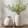 Ceramic Vase Set of 2 for Home Decor, 6.1"+8.23" Handcrafted Off-White Rustic Terracotta Vases, Vintage Farmhouse Decor, Minimalist Decorative Vases for Table Centerpiece Fireplace Nightstand by PORCER