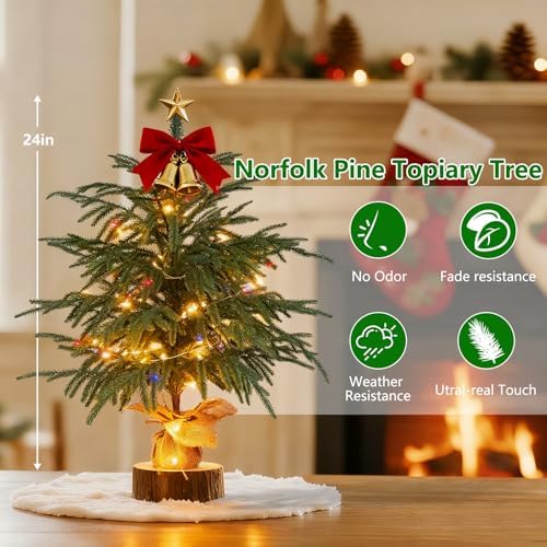 Grooy 2 Pack 2FT Artificial Norfolk Pine Tree with Pot - Image 3