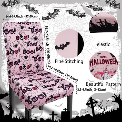 Halloween Chair Covers Set of 4 Ghost Dining Chair Covers for Party Kitchen Removable Seat Cover for Chairs Halloween Decorations Indoor - Image 3