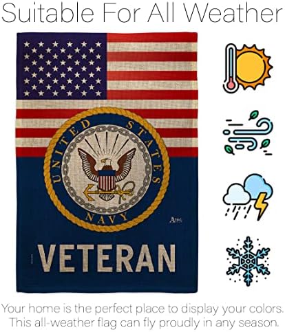 US Navy Veteran Burlap Garden Flag - Set with Stand Armed Forces USN Seabee United State American Military Retire Official - House Banner Small Yard Gift Double-Sided Made in USA 13 X 18.5 - Image 6