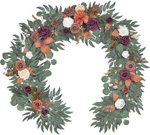 6Ft Burnt Orange Fall Artificial Flower Garland by Finphoon
