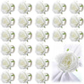 Yunsailing 24 Pcs Flower Napkin Rings Peony Floral Handmade Napkin Holder Rings Handicraft Holder for Table Decorations Wedding Holiday Banquet Luncheons Birthday Party Picnics Supplies(White) by Yunsailing