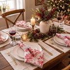 SmoothNovelty 6 Pcs Christmas Toile Cloth Napkins Xmas Soft Linen Fabric - Image 4
