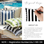 Black and White Striped Scalloped Outdoor Lumbar Pillow Covers 12x20 - Image 4