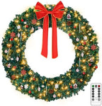 VINGLI 72 Inch Prelit Christmas Wreath Fence, Party Decor, Plug-in LED by VINGLI