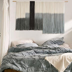 Macrame Wall Hanging Grey Dip Dye Large Boho Fiber Wall Art Decor 57"W*35"L by FLBER