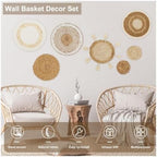 Boho Wall Art Decor Woven Basket Seagrass Hanging Farmhouse Room Set - Image 2