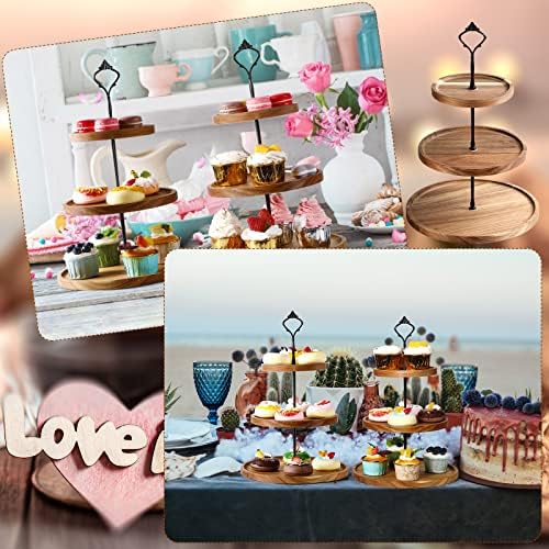 Zopeal 3 Set 3 Tier Wood Cupcake Stand,Rustic Wooden Serving Tray Farmhouse Dessert Display Tiered Cake Tower Holder for Kitchen Wedding Birthday Tea Party Decorations(Medium(5.9''7.8''9.8'')) - Image 6