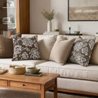 Set of 2 Chenille Floral Pillow Covers 20x20 Inch Taupe Grey - Image 3